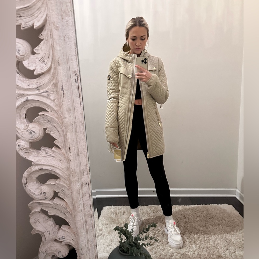 Michael Kors Hooded Quilted Long Jacket  Size Small
